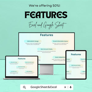 Simple Rent Invoice Sheet | Excel & Google Sheets Template | Rent Billing Template