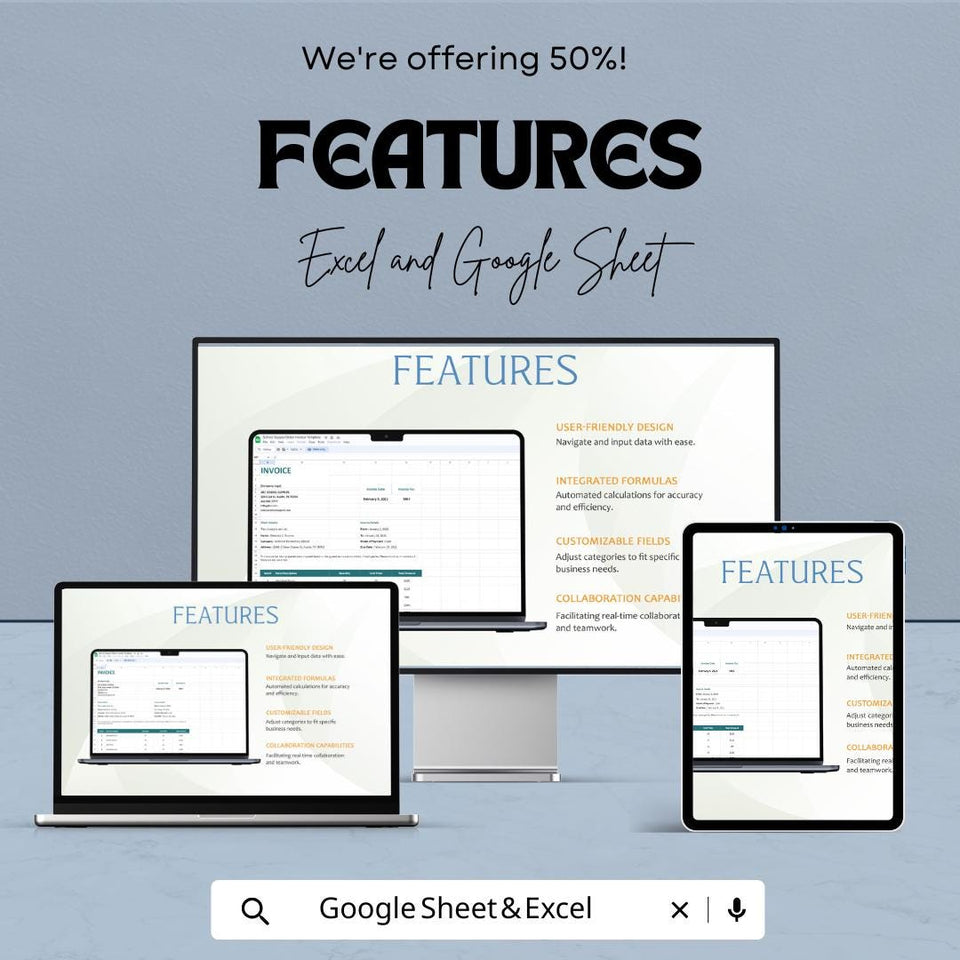 School Supply Order Invoice Sheet | Excel & Google Sheets Template | School Supplies Billing Tracker