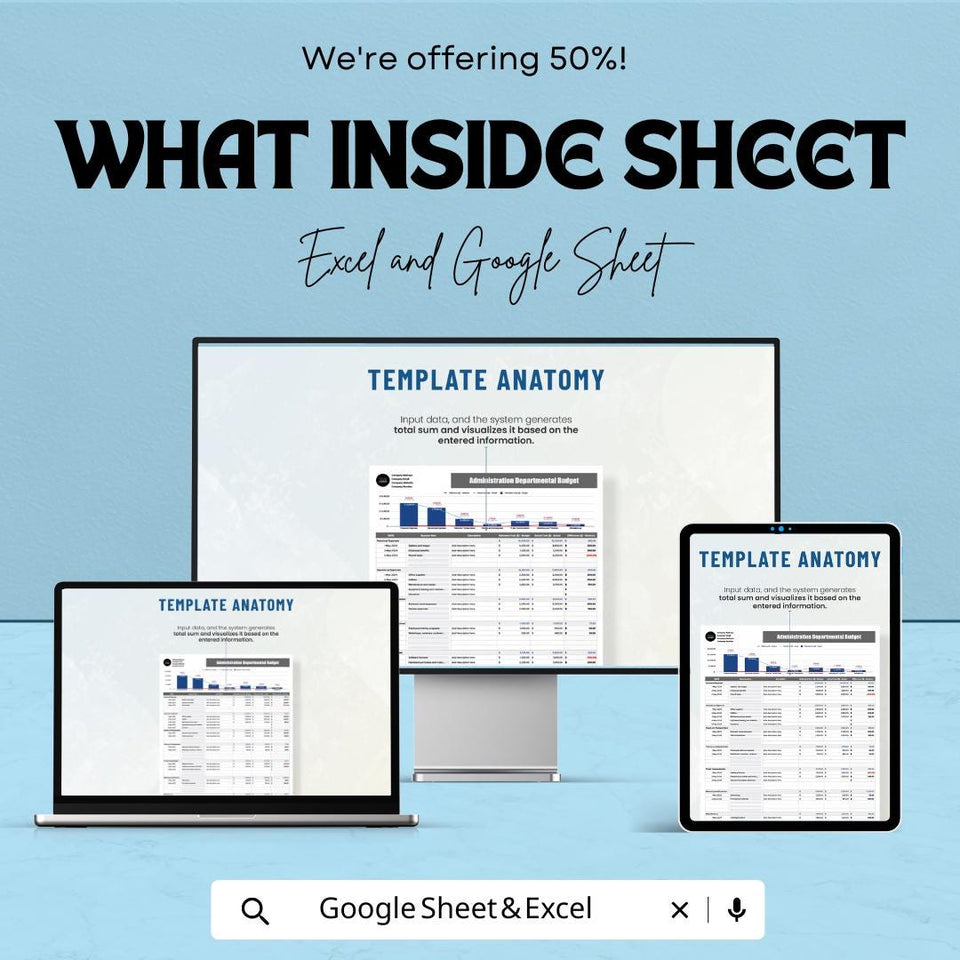 Administration Departmental Budget Sheet – Excel and Google Sheet Template for Budgeting, Financial Management & Expense Tracking