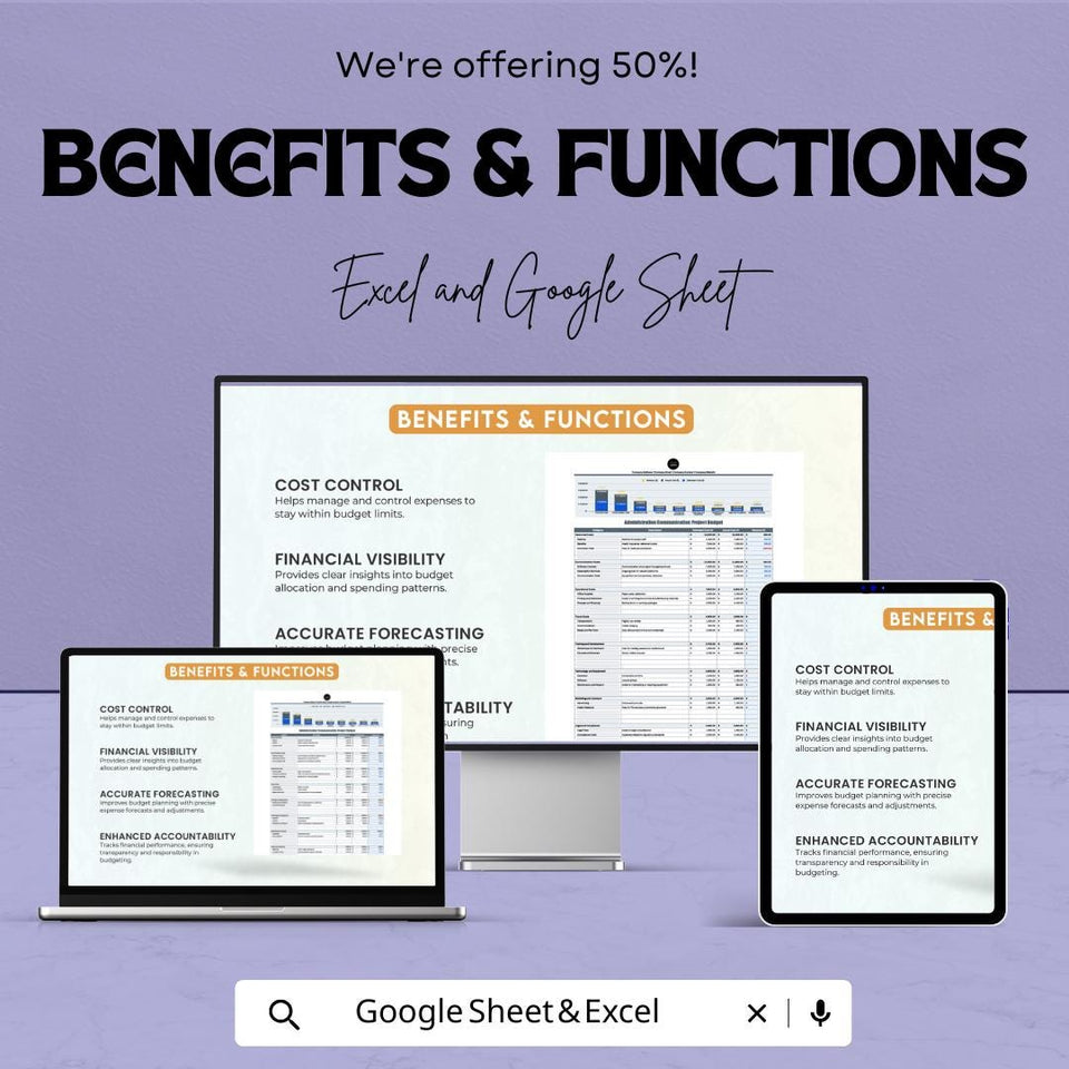 Administration Communication Project Budget Sheet – Google Sheet Template for Project Management, Budget Allocation & Expense Tracking
