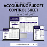 Accounting Budget Control Sheet – Excel and Google Sheet Template for Budgeting, Financial Management & Expense Tracking