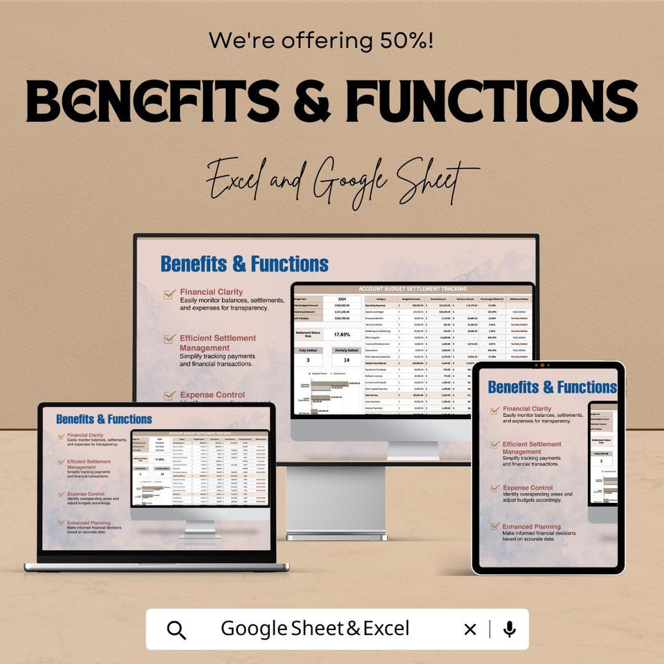 Account Budget Settlement Tracking Sheet – Excel and Google Sheet Template for Financial Management, Budget Allocation & Expense Tracking