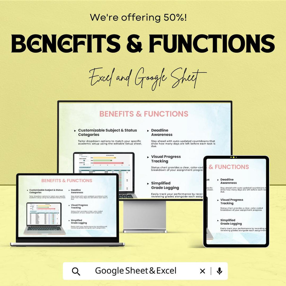 Assignment Sheet Template | Excel & Google Sheets | Task Tracker for Students | 2025 Academic Planner