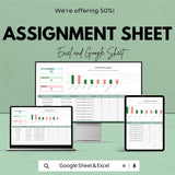 Assignment Tracker Sheet | Excel & Google Sheet | Task and Deadline Management Template
