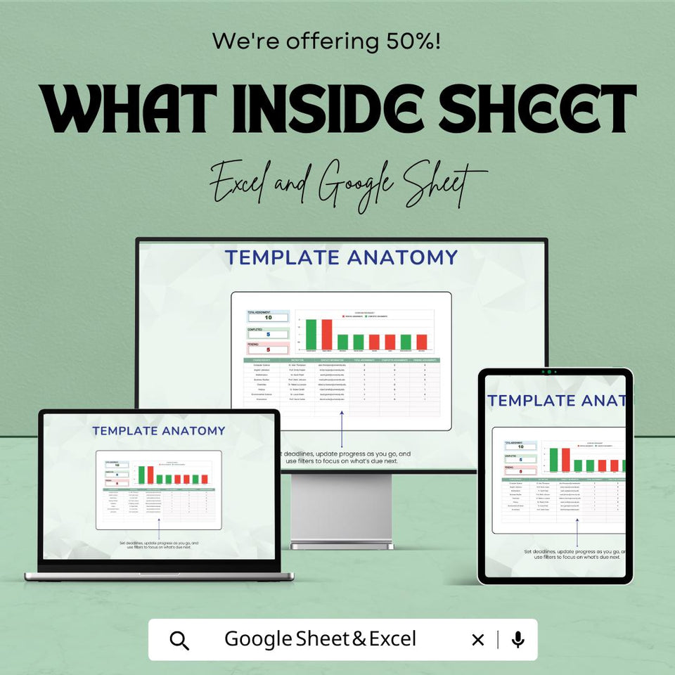 Assignment Tracker Sheet | Excel & Google Sheet | Task and Deadline Management Template