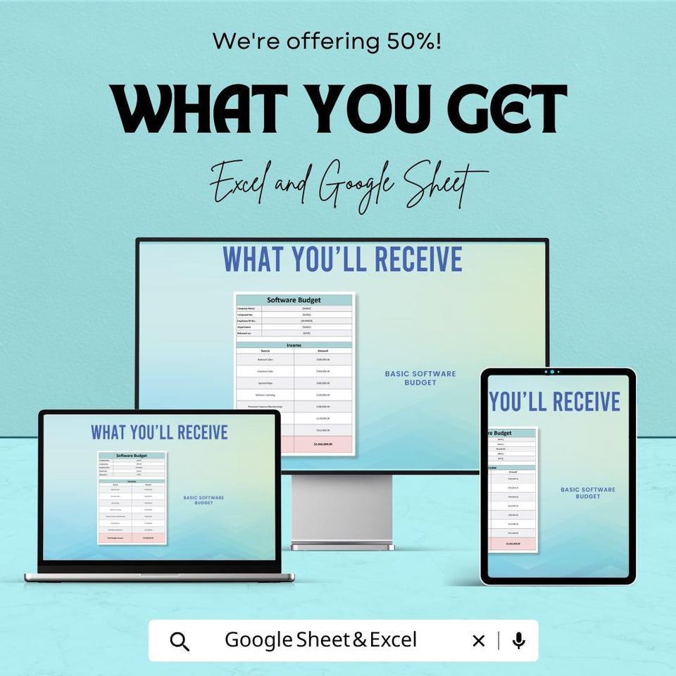 Basic Software Budget Sheet | Excel & Google Sheets Template for Budget Planning | Instant Download