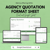 Agency Quotation Format Sheet | Professional Excel & Google Sheets Template for Agencies | Instant Download
