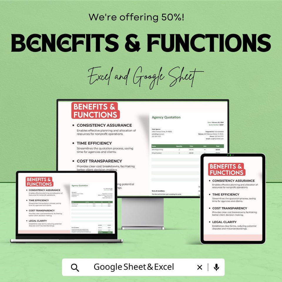Agency Quotation Format Sheet | Professional Excel & Google Sheets Template for Agencies | Instant Download