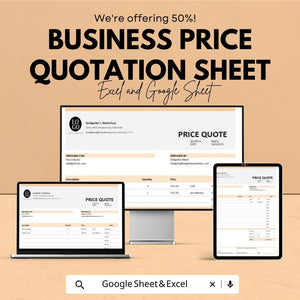 Business Price Quotation Sheet – Customizable Excel and Google Sheets Template for Pricing & Invoicing – 50% OFF