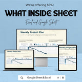 Weekly Project Plan Template Sheet | Excel and Google Sheets | Project Management Tool | Task Scheduling & Tracking Template