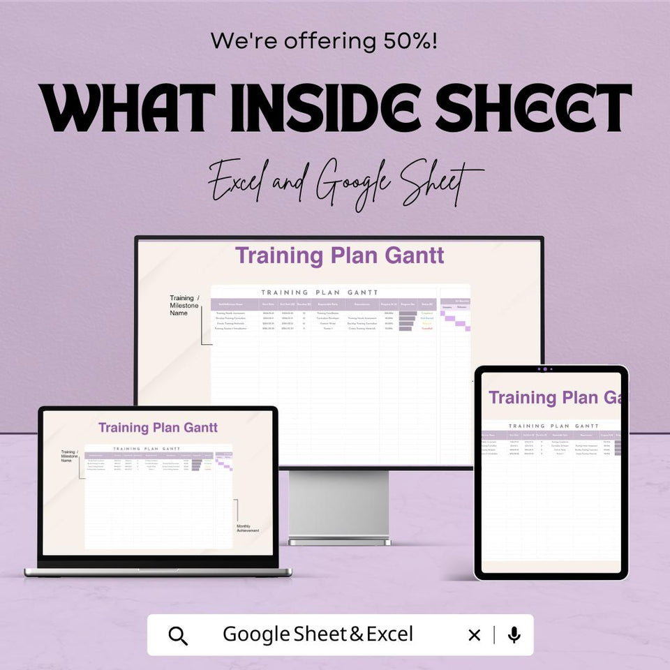 Training Plan Gantt Chart Template | Excel and Google Sheets | Project & Training Schedule Tracker
