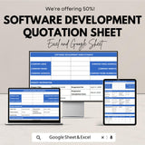Customizable Software Development Quotation Sheet - Excel & Google Sheet Template for Professional Estimates