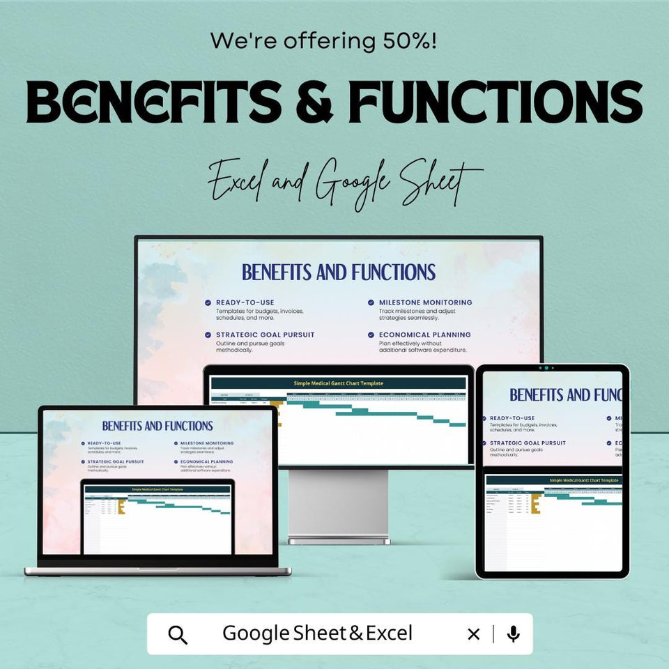 Simple Medical Gantt Chart Template | Excel & Google Sheets | Healthcare Project Management Tool