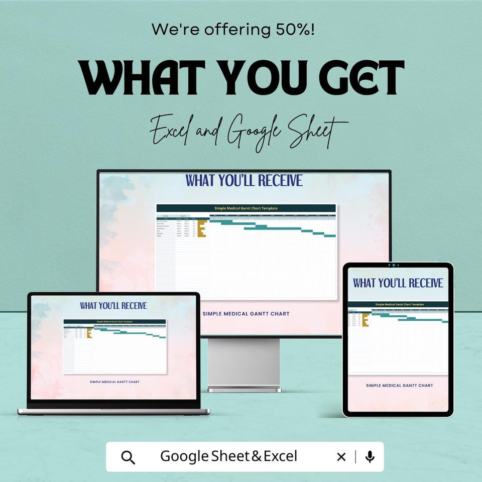 Simple Medical Gantt Chart Template | Excel & Google Sheets | Healthcare Project Management Tool