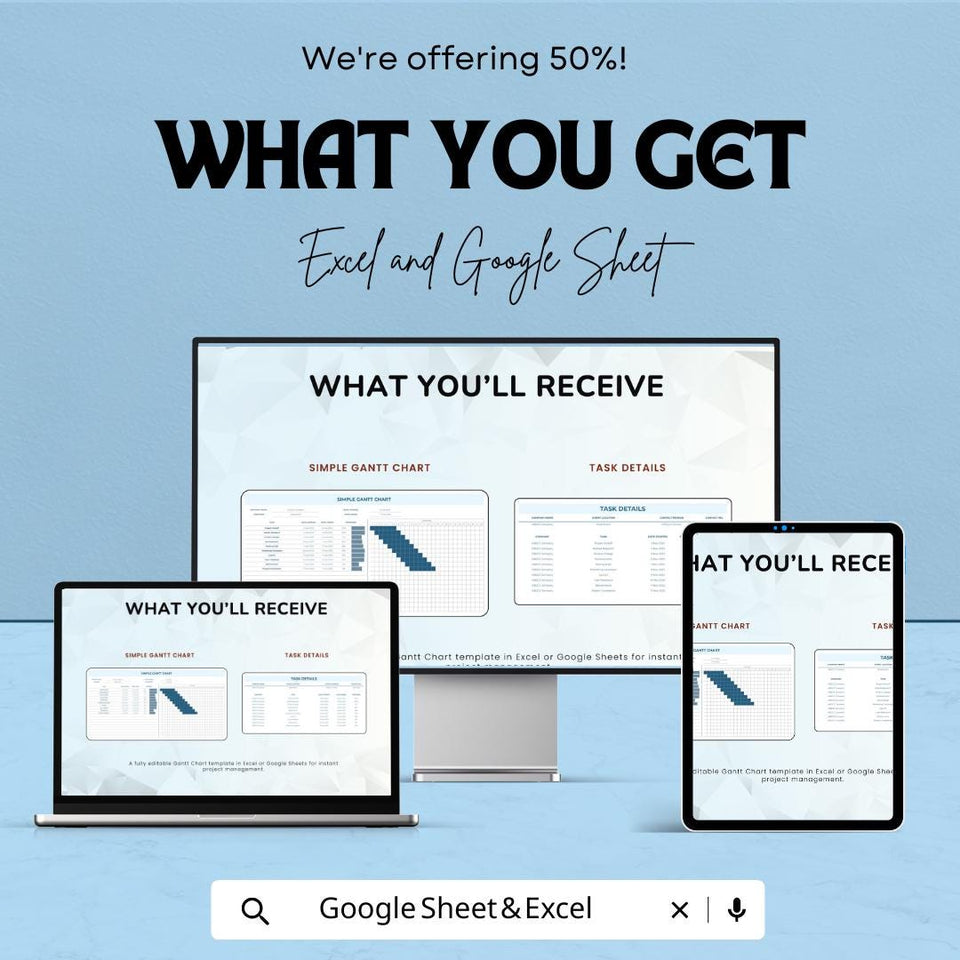 Simple Gantt Chart Template | Excel & Google Sheets | Project Management Tool for Timelines, Tasks, and Deadlines