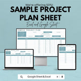Sample Project Plan Sheet Template | Project Management Excel and Google Sheets | Task & Timeline Tracker