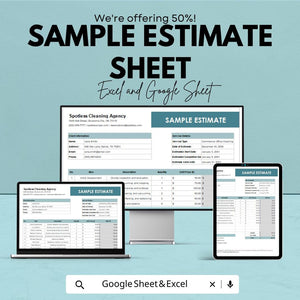 Sample Estimate Template Sheet - Editable Estimate Sheet for Excel and Google Sheets, Business Estimate Template, Professional Estimate |