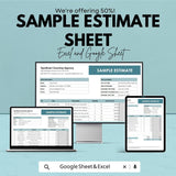 Sample Estimate Template Sheet - Editable Estimate Sheet for Excel and Google Sheets, Business Estimate Template, Professional Estimate |
