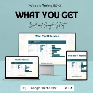 Sample Business Gantt Chart Sheet | Excel & Google Sheets Template | Project Management Chart | Instant Download | Customizable Gantt Chart