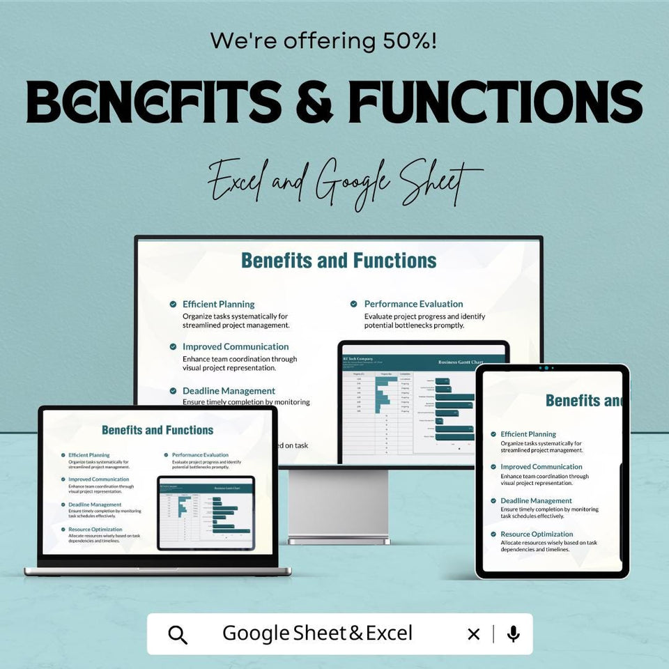 Sample Business Gantt Chart Sheet | Excel & Google Sheets Template | Project Management Chart | Instant Download | Customizable Gantt Chart