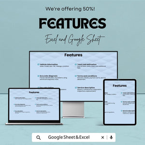 Sample Auto Repair Estimate Sheet | Excel & Google Sheet Template | Auto Repair Service Invoice | Customizable Vehicle Repair Estimate