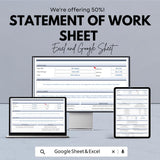 Statement of Work Sheet – Excel & Google Sheet Template for Project Planning and Management | Customizable SOW Template
