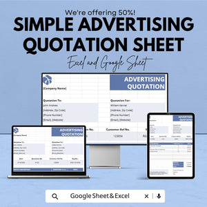 Sample Advertising Quotation Sheet – Editable Excel  Google Sheets Template for Social Media Campaigns, Cost Estimation & Client Quotes