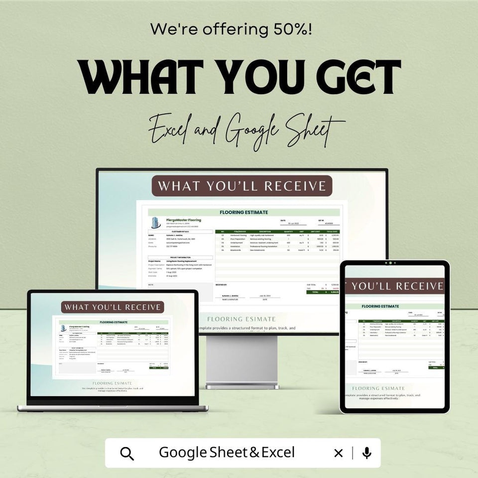 Flooring Estimate Sheet – Excel & Google Sheets Template for Cost Estimation, Flooring Pricing, and Project Quotes