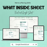 Pub Receipts Sheet Template - Excel & Google Sheet for Easy Financial Tracking