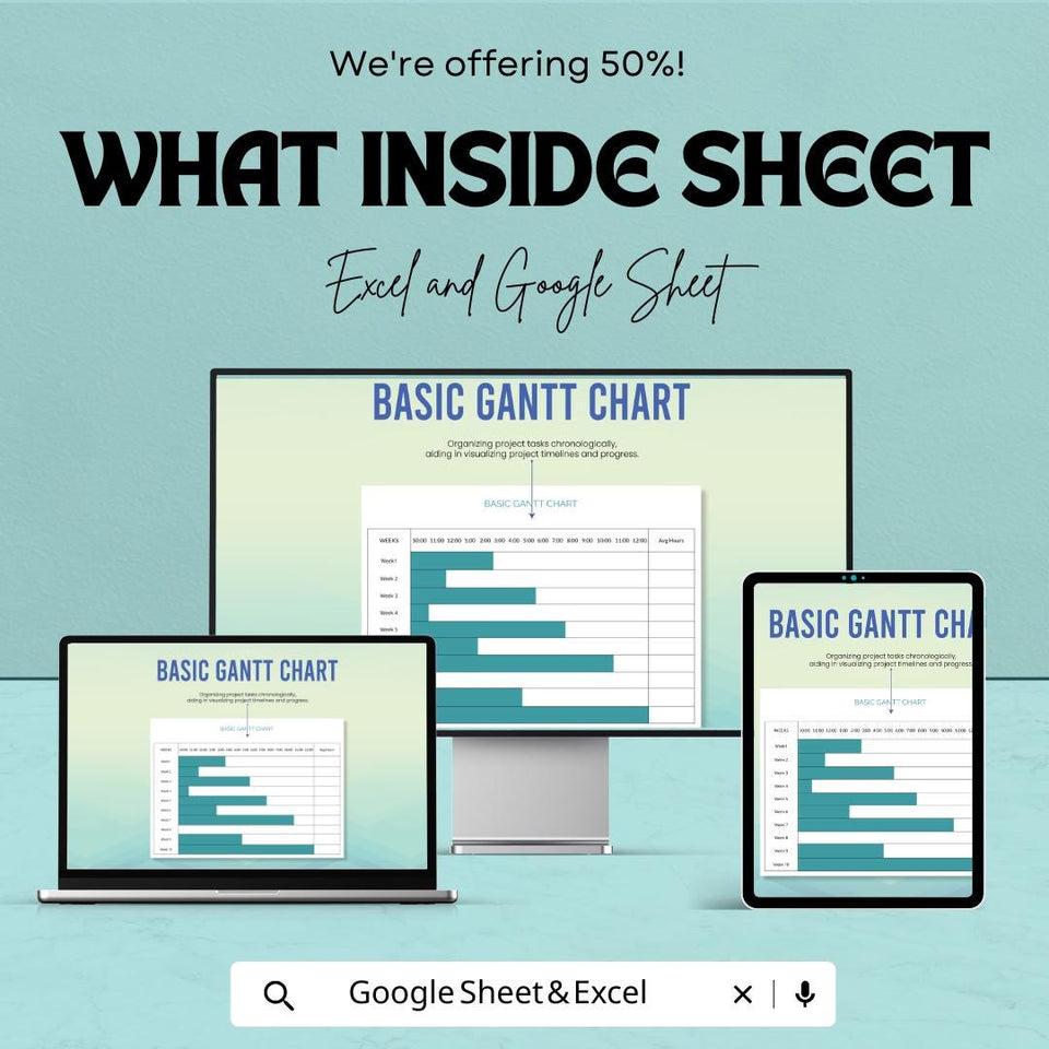 Basic Gantt Chart Template | Excel and Google Sheets | Project Schedule & Task Tracker