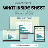 Basic Gantt Chart Template | Excel and Google Sheets | Project Schedule & Task Tracker