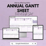 Annual Gantt Chart Template | Excel & Google Sheets | Project Management and Scheduling Tool