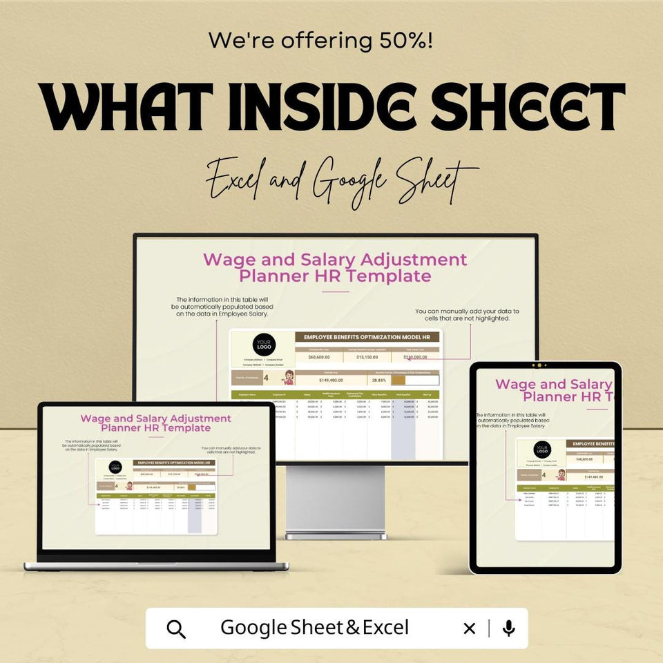 Wage and Salary Adjustment Planner HR Sheet | Excel & Google Sheets Template | Employee Salary Tracker | HR Compensation Planning |
