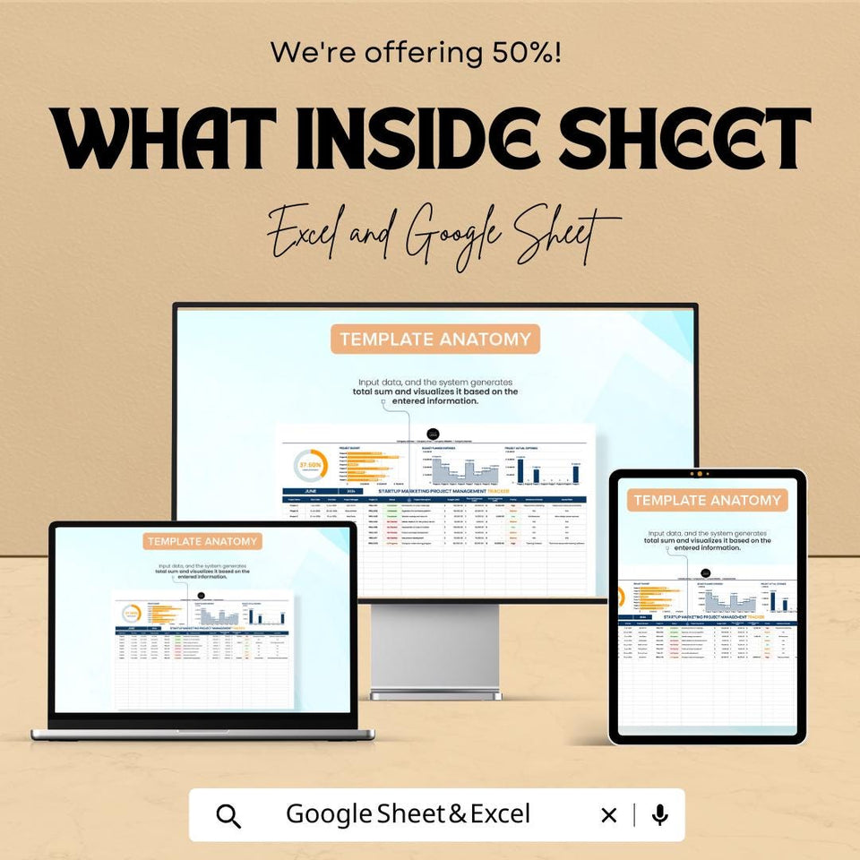 Startup Marketing Project Management Tracker Sheet | Excel & Google Sheets Template | Marketing Task Tracker | Project Timeline