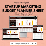 Startup Marketing Budget Planner Sheet – Excel and Google Sheets | Marketing Budget Tracker | Expense Management & Financial Planning