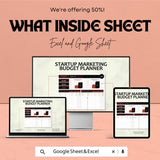 Startup Marketing Budget Planner Sheet – Excel and Google Sheets | Marketing Budget Tracker | Expense Management & Financial Planning