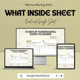 Startup Fundraising Event Planner Sheet – Excel and Google Sheets | Event Budget Tracker | Fundraising Goal Setting & Campaign Planning