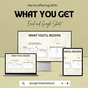Startup Fundraising Event Planner Sheet – Excel and Google Sheets | Event Budget Tracker | Fundraising Goal Setting & Campaign Planning