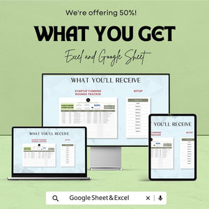 Startup Funding Rounds Tracker Sheet | Excel & Google Sheets Template | Funding Progress Tracker | Startup Investment Tracker |