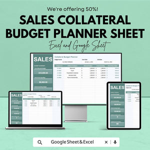 Sales Collateral Budget Planner Sheet – Excel and Google Sheets | Sales Budget Tracker | Marketing Budget Allocation & Expense Management