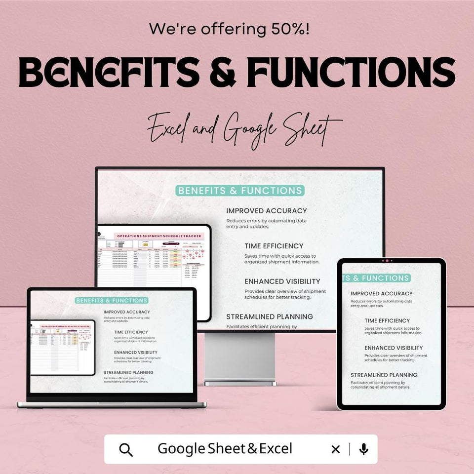 Operations Shipment Schedule Tracker Sheet | Excel & Google Sheet Template | Product Management | Shipment Tracker |