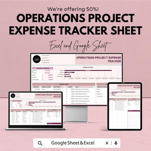 Operations Project Expense Tracker Sheet | Excel & Google Sheet Template for Budget Management | Financial Planning Tool | Project Cost