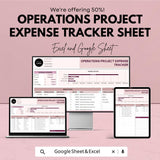 Operations Project Expense Tracker Sheet | Excel & Google Sheet Template for Budget Management | Financial Planning Tool | Project Cost