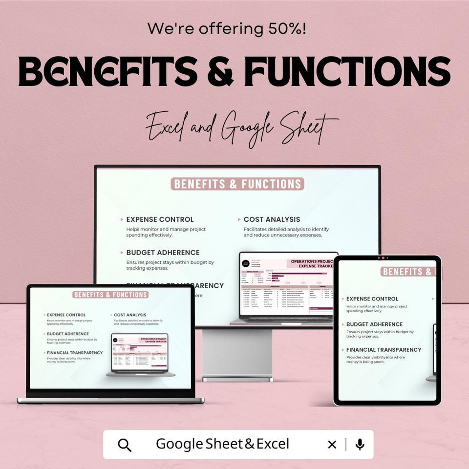 Operations Project Expense Tracker Sheet | Excel & Google Sheet Template for Budget Management | Financial Planning Tool | Project Cost