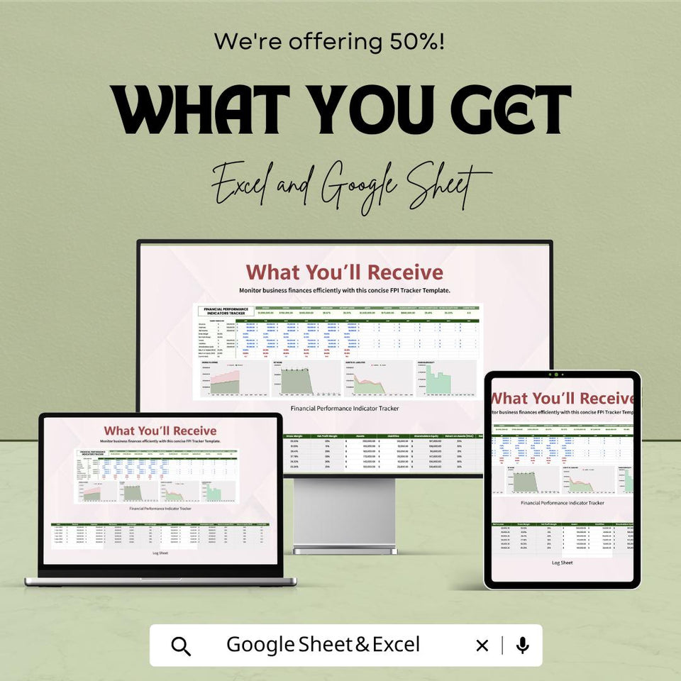 Financial Performance Indicators (FPI) Tracker Sheet | Excel & Google Sheets Template | Track Financial KPIs | Business Analytics Tool |