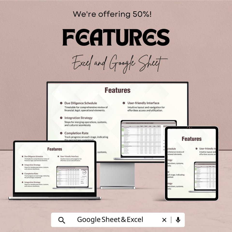 Finance Mergers and Acquisitions Timeline Planner Sheet | Excel & Google Sheets Template for Efficient Project Planning