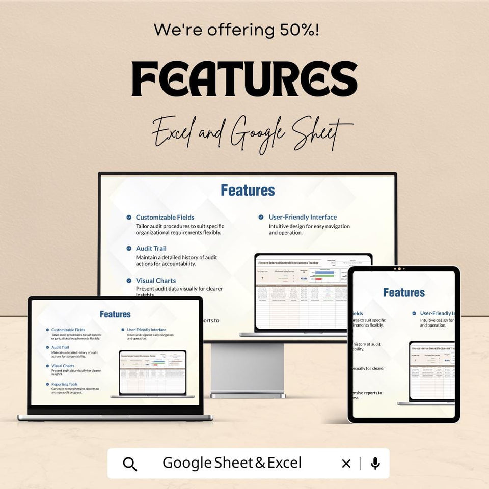 Finance Internal Control Effectiveness Tracker Sheet | Excel & Google Sheets Template | Track Control Effectiveness | Internal Audit Tool |