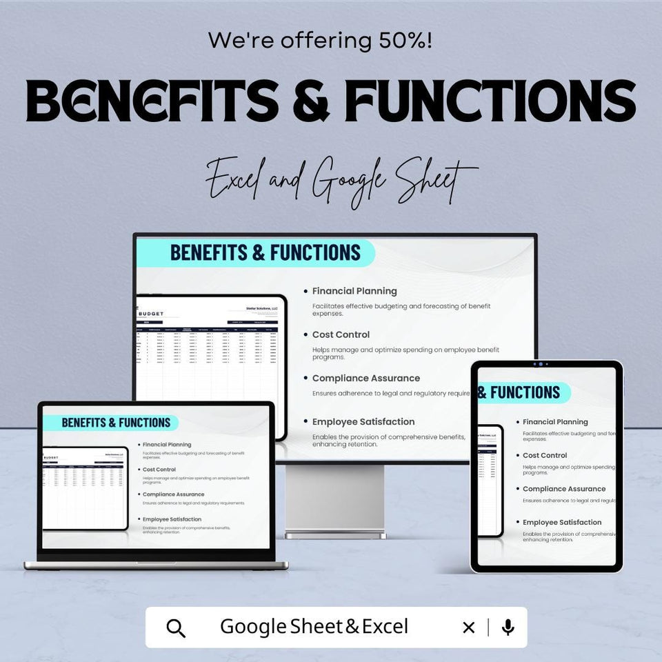 50% OFF - Employee Benefits Budget Sheet - Excel & Google Sheets | Manage Employee Benefits and Expenses | Benefits Tracking Template