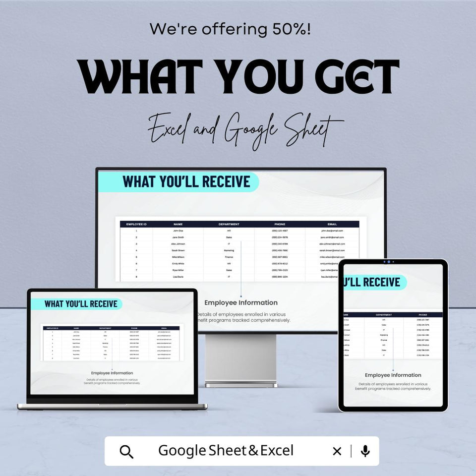 50% OFF - Employee Benefits Budget Sheet - Excel & Google Sheets | Manage Employee Benefits and Expenses | Benefits Tracking Template