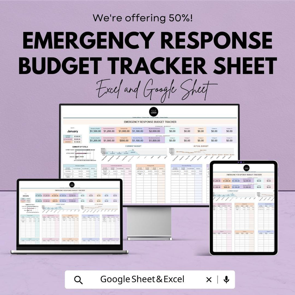 Emergency Response Budget Tracker Sheet | Excel & Google Sheet | Budget Management Tool for Emergencies | Expense Tracking |